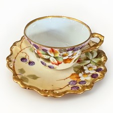 Antique Flambeau Limoges Hand Painted Cup And Saucer Made In France No Damage picture