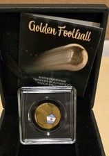Golden Football Solid .999 Fine Gold Football With Argentina Colors In Gift Box picture