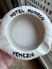 Vintage Hotel Monaco Venezia Italian Italy Ashtray Amonn CR 13 White Lavendar picture