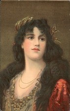 Beautiful Woman Illustrated Embossed  c1900s-10s Vintage Postcard picture
