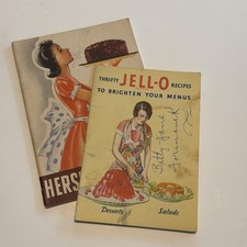 2 Vintage Recipe Books Booklets Jell-O & Hershey's Advertising Desert Dinner picture
