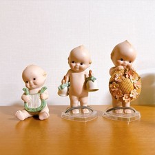 Set of 3 Kewpie Sekiguchi Collection Straw Hat Twin Bell Harp Figurine Display picture