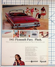 1965 Plymouth Fury Convertible Vintage Car Magazine Ad 60s Chrysler Mopar picture