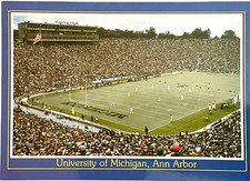 Postcard University of Michigan Ann Arbor Football Stadium Aerial View Vtg 80s picture