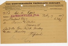 1887 Western Union Telegraph Cleveland FL  Can Milk Signed F Copeland picture