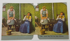 Victorian Stereograph Humorous~Wash Day For The New Woman~Laundry Liberation picture