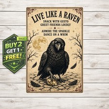 Crow Illustration Funny Bedroom Metal Tin Sign Wall Art Decor picture