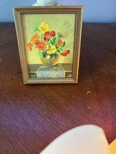 Vintage Ethel Hore Townsend Miniature Oil Painting Still Life Gorham Co OG w/Box picture