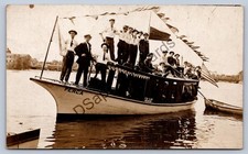 K67/ Menasha Wisconsin RPPC Postcard c1910 Fox Club Boat 