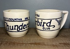 Vintage Rocky Mountain Thunderbird Club 1958-1966 Ceramic Coffee Mugs Set of 2 picture