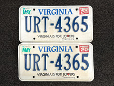 2020  Virginia License Plate Pair URT-4365 ...... Craft / Collect / Specialty picture