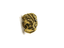 Vintage Greco-Roman Style Woman's Head Profile Pin Gold Tone Metal Brooch picture
