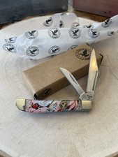 Eagle Edge Peanut Pocketknife Red/Pearl Swirl “Peppermint” Handles SS 71208 picture