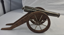Vintage Tabletop Metal Field Cannon with Wooden Carriage - Adjustable picture