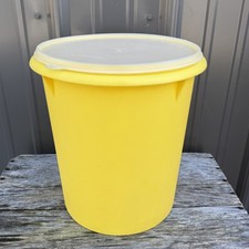 Vintage Rare Tupperware 2 Gallon Container, 9 Qt Yellow Canister #255, #1203 Lid picture
