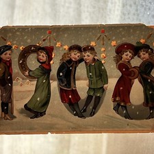 Antique HTL Hold To Light Christmas Postcard 1908 Letter Children picture