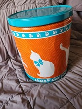 Vintage Iams Cat Food Large Tin Metal Storage Canister Retro Art Cats 1988 picture