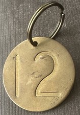 Vintage Lowell Sigmund 1979 House Chunky Brass Keychain Key Fob 2” Circle #12 picture