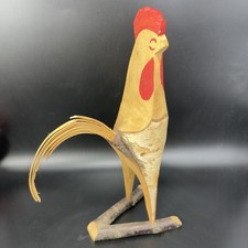 Swedish Wood Dala Rooster Chicken Figurine Svensk Slojd Folk Art Wood Large 10in picture