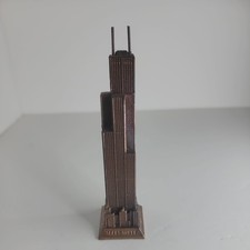 Vintage 6” SEARS TOWER Chicago Copper Bronze Finish Metal Souvenir Building picture