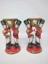2x VTG Christmas Soldier Boy Nutcracker PartyLite Candle Holders 6