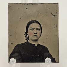Sixteenth Plate Tintype of Pretty Young Woman Tinted picture