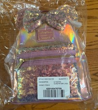 Loungefly Disney 50th Anniversary Pink EARidescent Iridescent Mini Backpack NWT picture