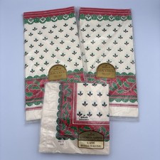 Vintage New Sealed Hallmark Christmas Holly 2 Pk Paper Tablecloths & Napkins picture