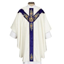 Marian Gothic Chasuble Classic Jacquard Embroidered Velvet Church Vestment picture