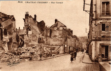 WWI 1918 Chateau Thierry France Rue Carnot Ruins Battle Damage AEF Postcard picture