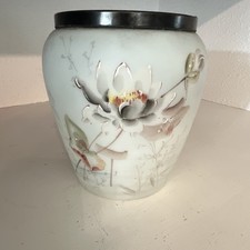 Mount Washington Opalwear Glass Bonbonnier Rose Vase with Silver-plated Collar picture
