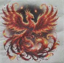 2 individual Paper Decoupage NAPKINS -PHOENIX FIRE COLORS 1 MOTIF picture
