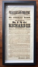 Antique Princess’s Theatre Playbill King Richard III Shakespeare Kean 1850s picture