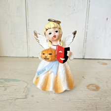 Vintage HALLOWEEN Porcelain OCTOBER Angel JAPAN Jack-o-lantern picture