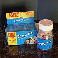 Vintage 1980's FLINTSTONES CHILDREN'S VITAMINS Unopened Bottle w/ Box & Coupons picture
