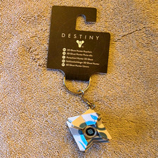 Destiny Ghost Keychain w/ Detachable Keyring - White Silver Blue, Metal/Plastic picture