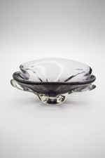 Jan Beranek style Crystal Ashtray Purple to Clear Freeform Design 3