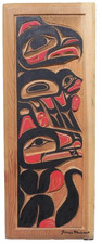 Northwest Coast art hand carved painted cedar panel by noted James Madam 2008 picture