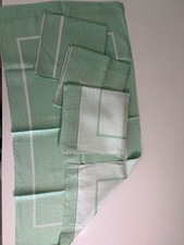 Lot Of 4 fine vintage linen hemstitched border, color blookedpanel 21by39 picture