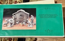 Vintage FORT Christmas Classics Pewter Nativity Set #67408 22K Gold, With Box picture
