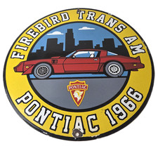 Vintage Pontiac Automobiles Sign - Firebird Trans Am Automobilia Porcelain Sign picture
