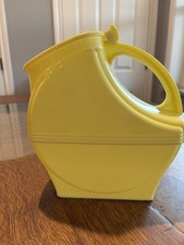 Vintage Mid-20th Yellow Plastic Burrite Art Deco Pitcher Hinged Lid #337 picture