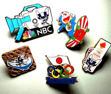 Tokyo 2020 Olympic Enamel Pin Lot Doraemon NBC Camera Toyota Surfing Miraitowa picture