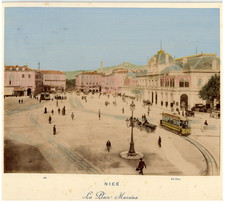 France, Nice, La Place Masséna Original Vintage Print Albumen Print Enhanced picture