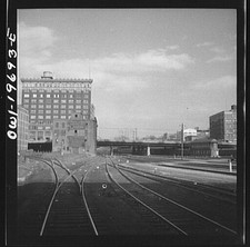 Photo:Railroad Tracks Downtown Bridge Cityscape 1930s Historic Photo picture