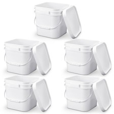 Suzile 2.2 Gallon White Food Grade Bucket with Lid Square Plastic Bucket 10L ... picture