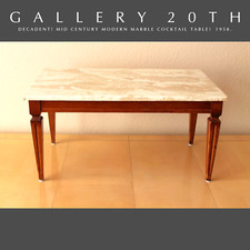 VINTAGE MCM ATOMIC MARBLE COCKTAIL TABLE MID CENTURY WEGNER ERA 50S 60S WOOD picture