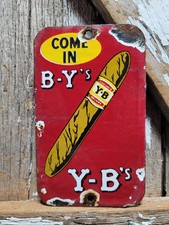 VINTAGE Y-B CIGAR PORCELAIN SIGN YB TOBACCO PIPE CIGARETTE SMOKE SHOP DOOR PUSH picture