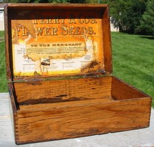 Vtg Antique Early 1900s D M Ferry & Co's Flower Seeds Dovetail Wood Display Box picture