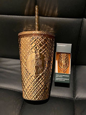 Starbucks 2021 Rose Gold Studded Tumbler 16oz & Matching Rose Gold Keychain BNWT picture